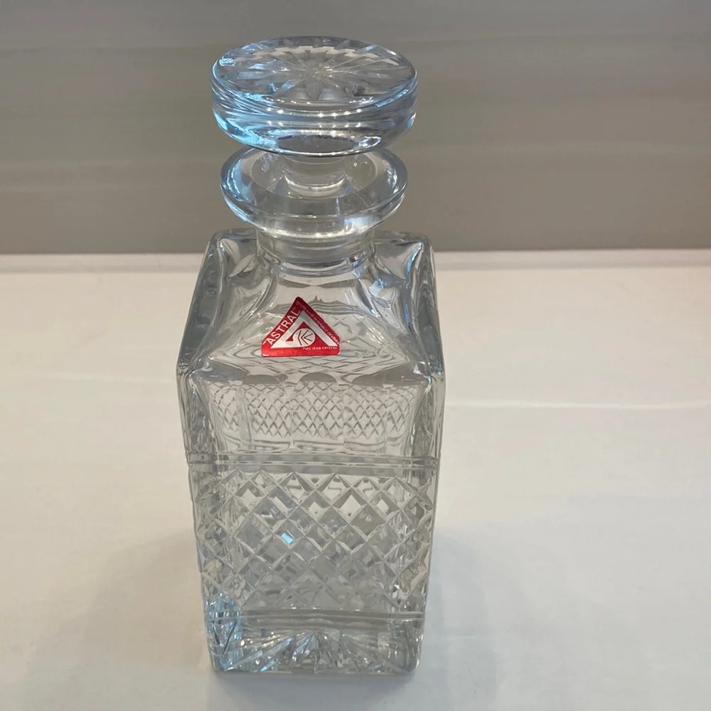Astral Crystal vintage wine decanter 9in tall square